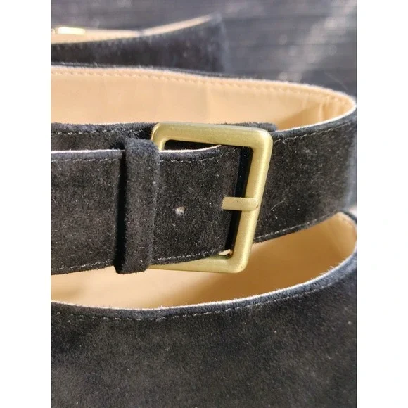 ADRIENNE VITTADINI SIZE 9.5 AV-GAIL BLACK BACK ZIP T-STRAP SEUDE PUMP - Picture 5 of 12